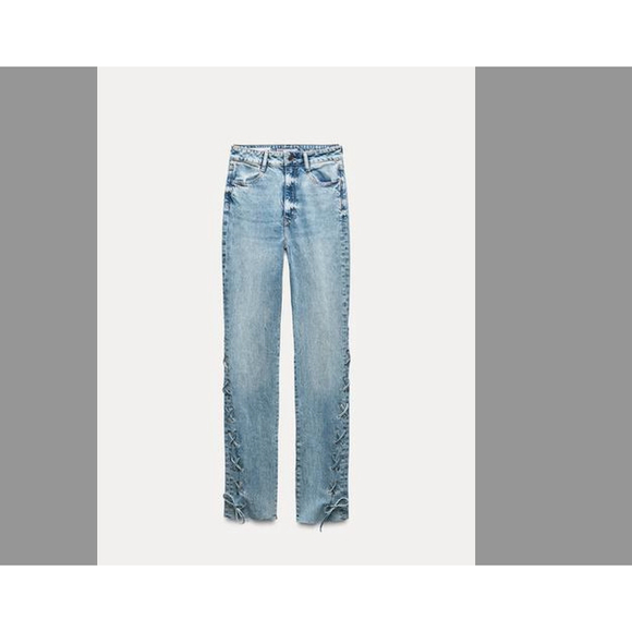 Zara Slim Jeans with side lacing Z1975 Size 38 EU 6 US - Picture 2 of 9